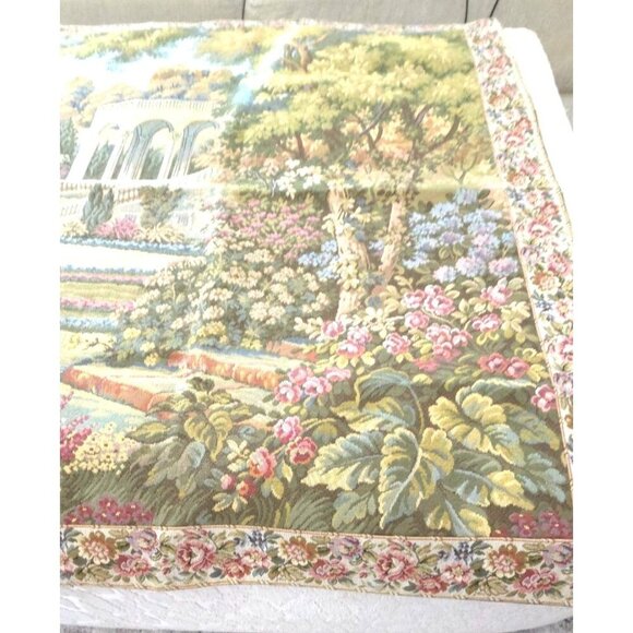 NWT Vintage European Corona Decor Garden Wall Tapestry w/Hooks 33-1/2" x 43" - Picture 5 of 14